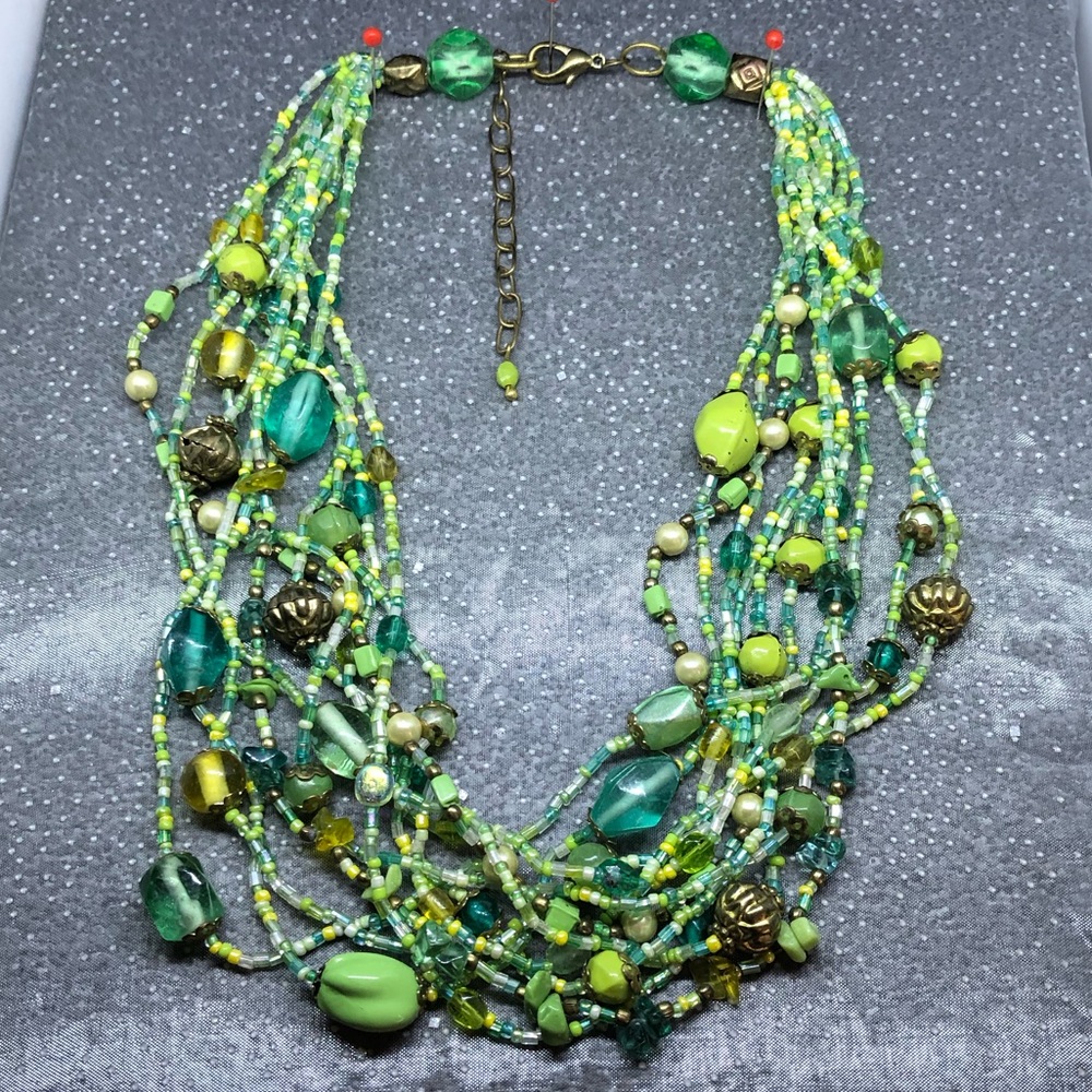 Multi Strand Green Glass Bead Chico’s Necklace